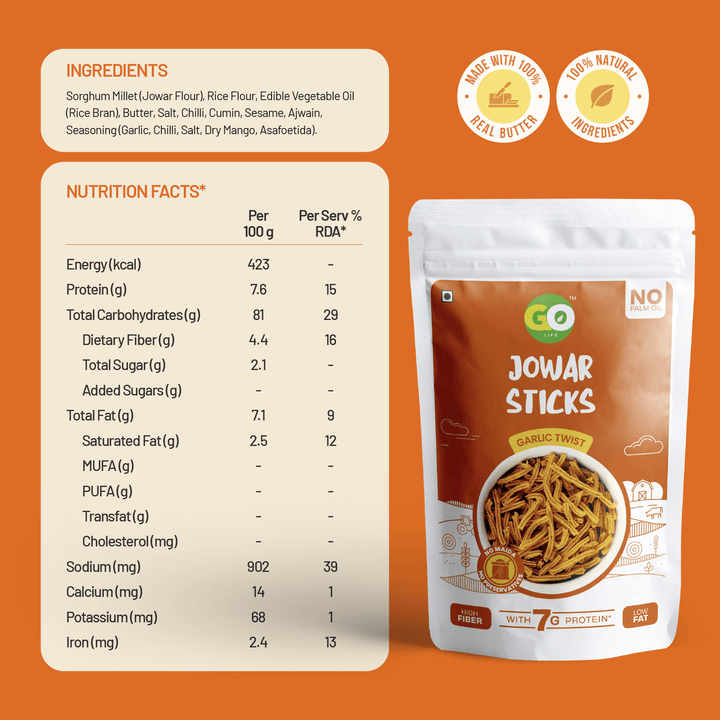 Go Life Millet Crunchy Sticks – Guilt - Free, High - Protein Snack (Pack of 6) - golifeindia