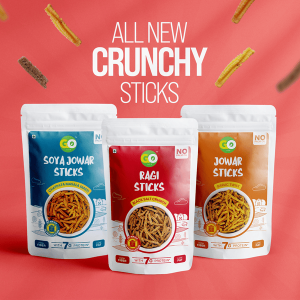 Go Life Millet Crunchy Sticks – Guilt - Free, High - Protein Snack (Pack of 6) - golifeindia