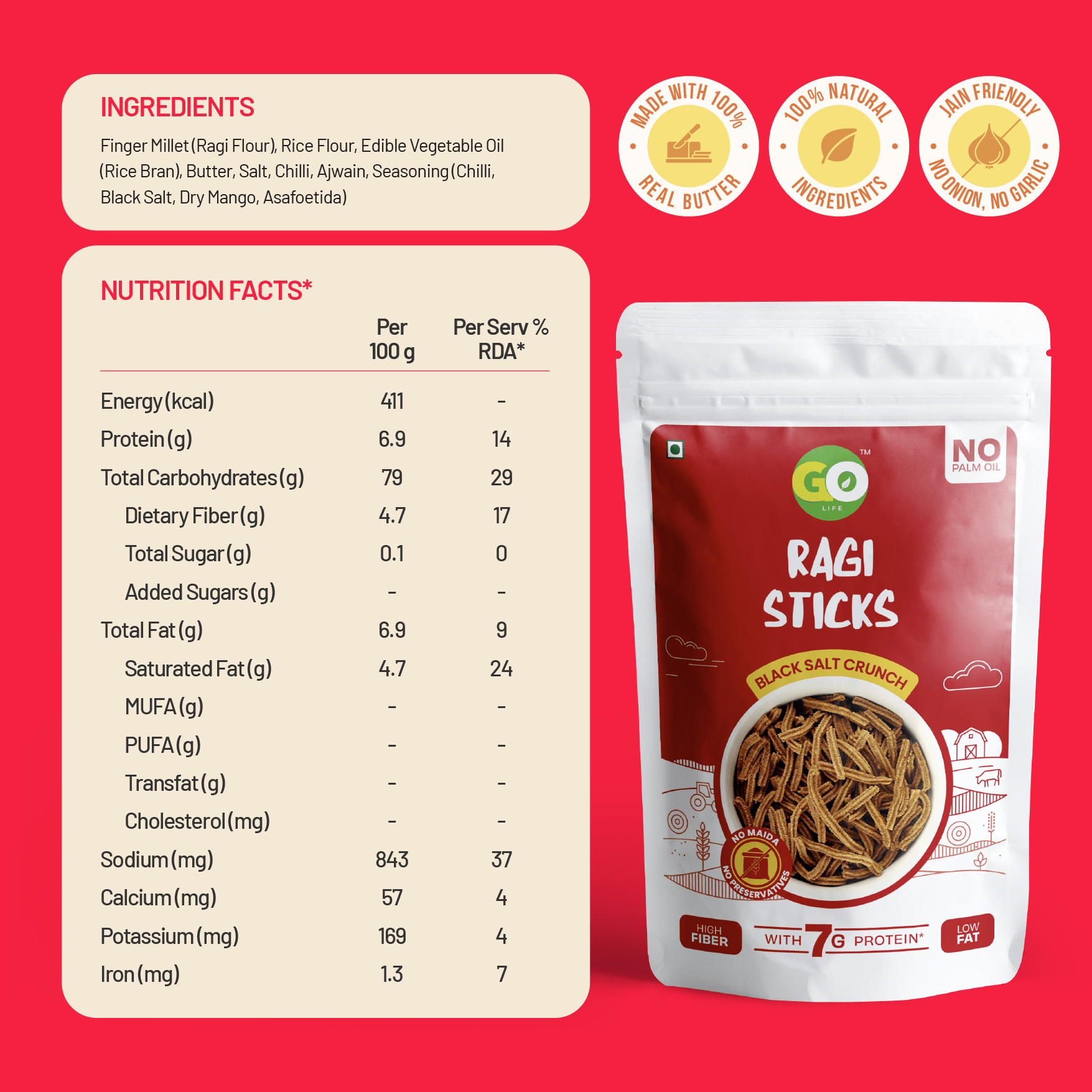 Go Life Millet Crunchy Sticks – Guilt-Free, High-Protein Snack (Pack of 6)