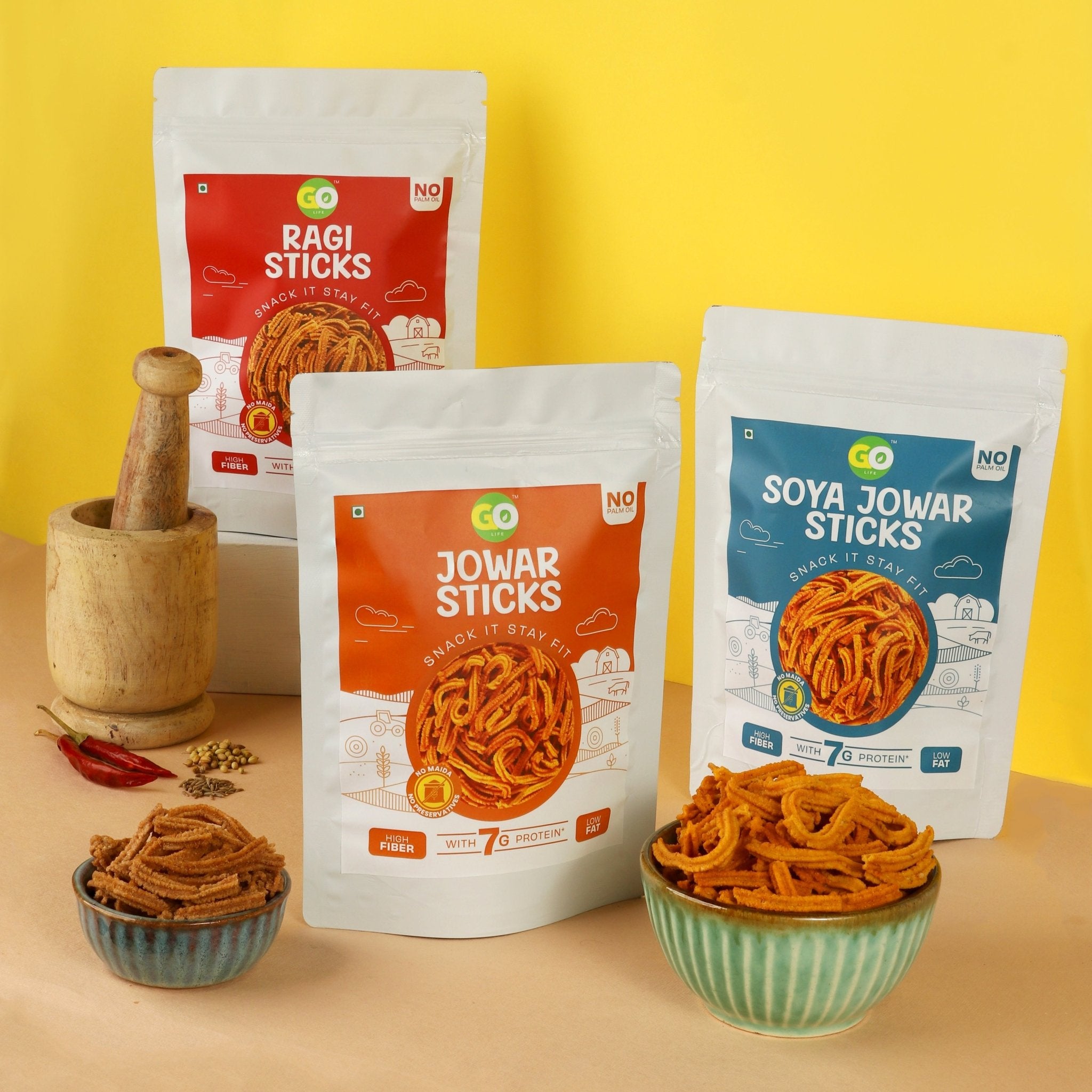 Go Life Millet Namkeen & Sticks Combo – Crunchy, Protein-Packed Snack!