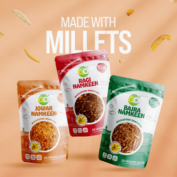 Go Life Roasted Millet Namkeen Combo – High - Protein, Guilt - Free Snack - 600g (Pack of 6) - golifeindia